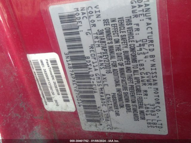 3N1AB7APXEY270016 Nissan Sentra Fe+ S/fe+ Sv/s/sl/sr/sv