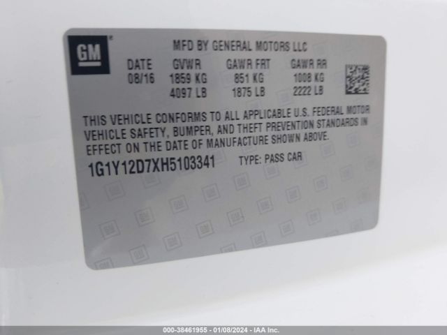 1G1Y12D7XH5103341 Chevrolet Corvette Grand Sport 3lt