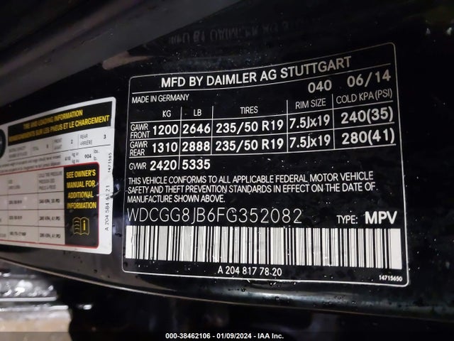 2015 MERCEDES-BENZ GLK 350 4MATIC VIN: WDCGG8JB6FG352082