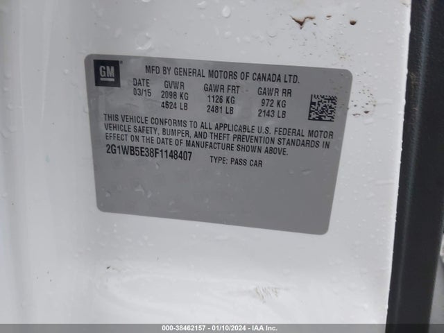Chevrolet Impala Limited Lt 2015 2G1WB5E38F1148407 Image 9