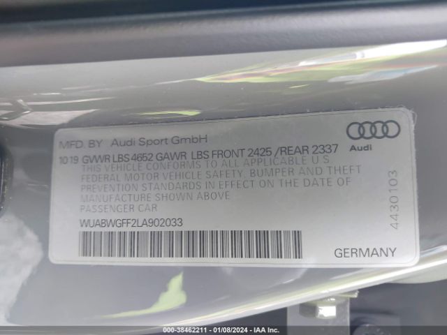 WUABWGFF2LA902033 Audi Rs 3 Tfsi Quattro S Tronic