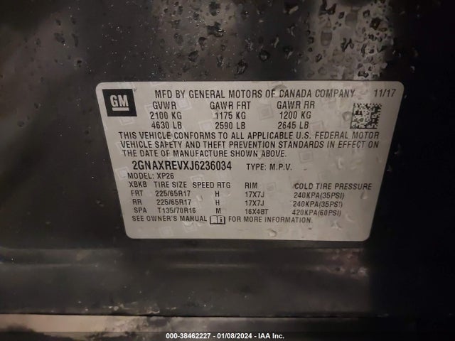 Chevrolet EQUINOX LS 2018 2GNAXREVXJ6236034 Image 9