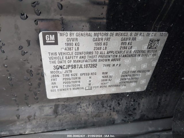Chevrolet Trax Lt 2018 3GNCJPSB7JL187282 Image 9