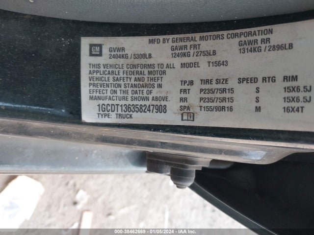 2005 CHEVROLET COLORADO LS VIN: 1GCDT136358247908