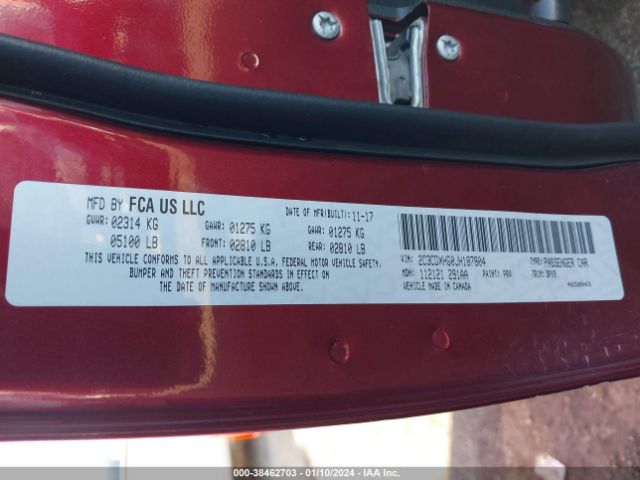 2C3CDXHG0JH187804 Dodge Charger Sxt Plus Rwd
