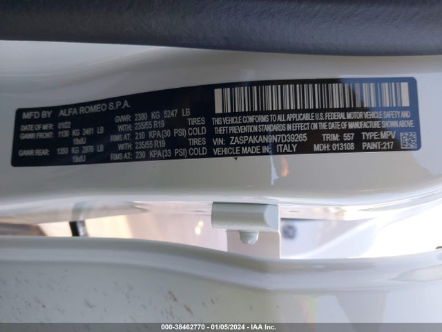 ZASPAKAN9N7D39265 Alfa Romeo Stelvio Sprint Awd