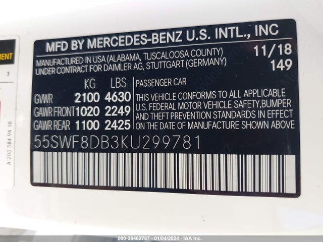 Mercedes-Benz C 300 2019 55SWF8DB3KU299781 Image 9