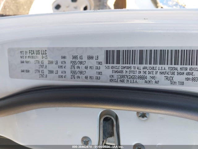 RAM 1500 Tradesman 2016 1C6RR7KGXGS108664 Image 9