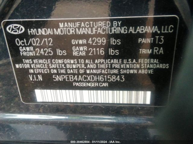 2013 HYUNDAI SONATA 5NPEB4ACXDH615843 Photo 8