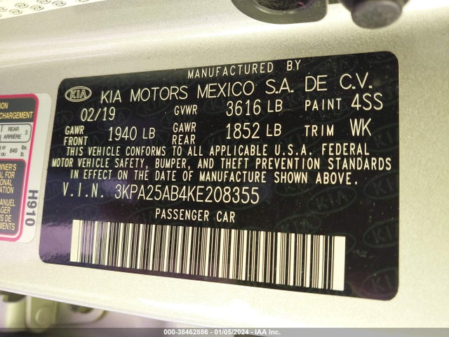 KIA Rio 5-door S 2019 3KPA25AB4KE208355 Image 9