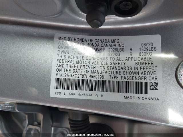 Honda Civic Sport 2020 2HGFC2F87LH559198 Image 9