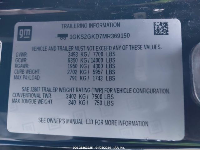 2021 GMC YUKON XL 1GKS2GKD7MR369150 Photo 8