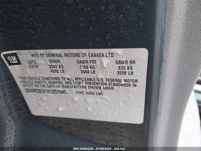 2006 BUICK LACROSSE CXL VIN: 2G4WD582161257940