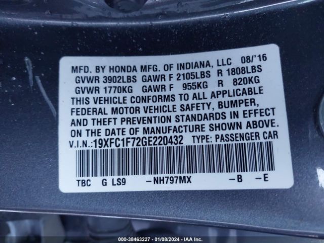 19XFC1F72GE220432 Honda Civic Ex-l