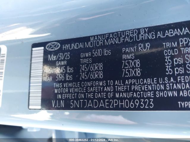 5NTJADAE2PH069323 Hyundai Santa Cruz Se