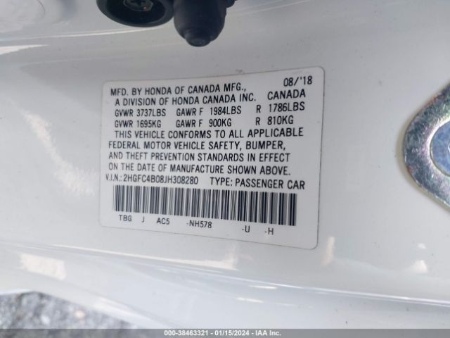 2HGFC4B08JH308280 Honda Civic Lx-p