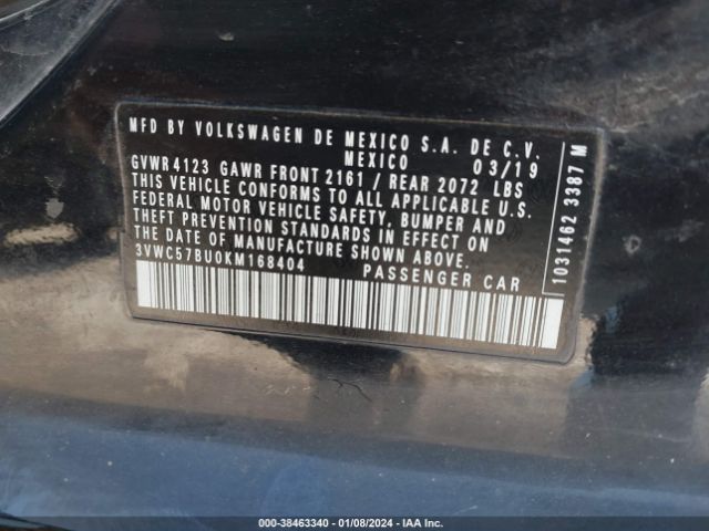 3VWC57BU0KM168404 Volkswagen Jetta 1.4t R-line/1.4t S/1.4t Se