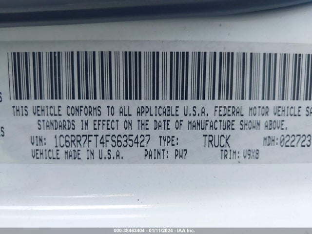 RAM 1500 Tradesman 2015 1C6RR7FT4FS635427 Image 9