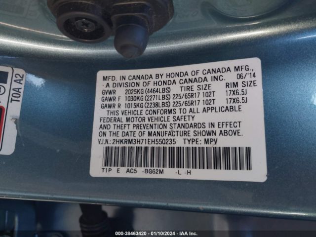 2HKRM3H71EH550235 Honda Cr-v Ex-l