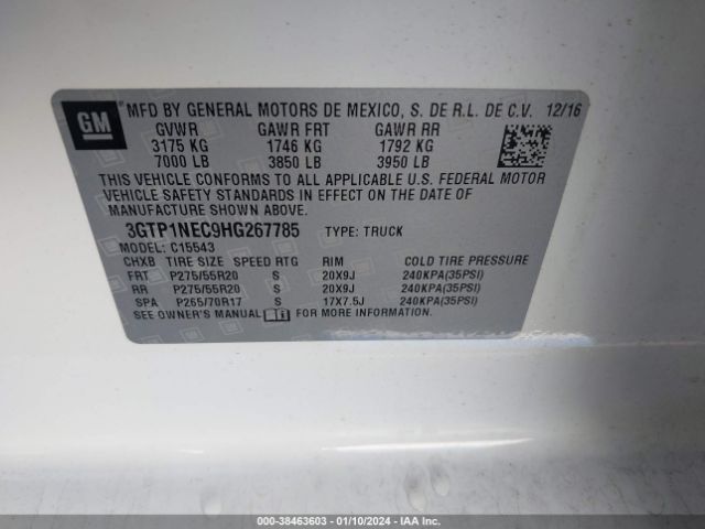 3GTP1NEC9HG267785 GMC Sierra 1500 Slt