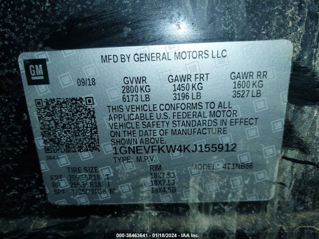 Chevrolet Traverse Ls 2019 1GNEVFKW4KJ155912 Image 9
