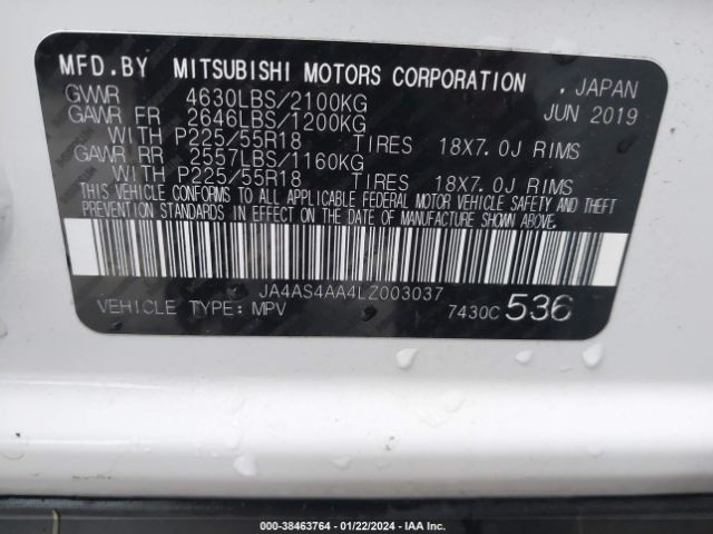 JA4AS4AA4LZ003037 Mitsubishi Eclipse Cross Le 1.5t
