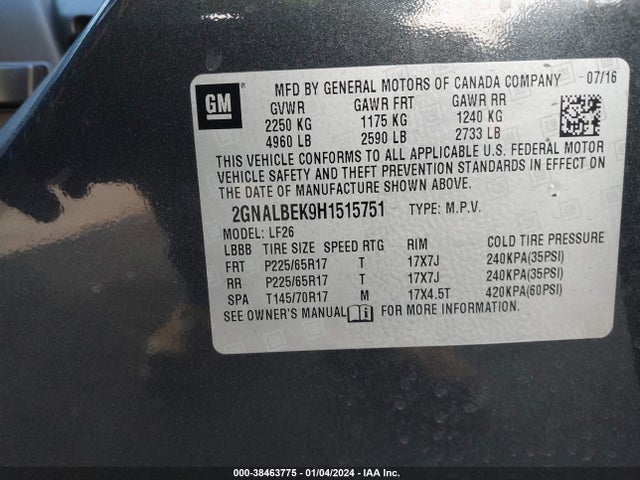 Chevrolet EQUINOX LS 2017 2GNALBEK9H1515751 Image 9