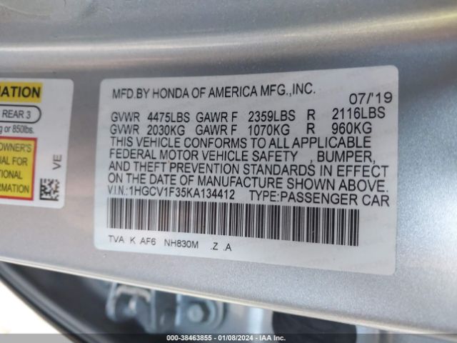 1HGCV1F35KA134412 Honda Accord Sport