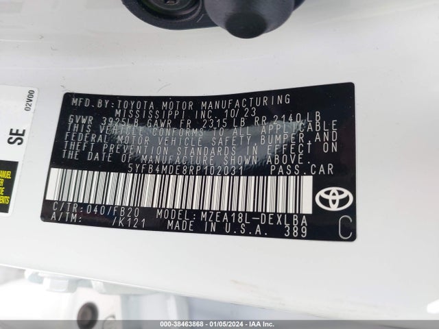 Toyota COROLLA LE 2024 5YFB4MDE8RP102031 Image 9