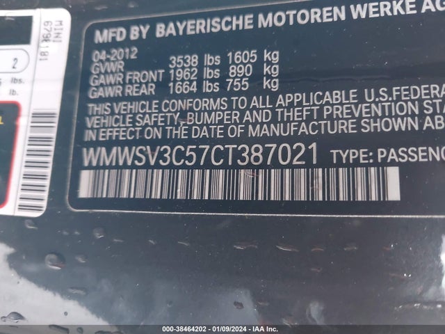 2012 MINI COOPER S WMWSV3C57CT387021 Photo 8