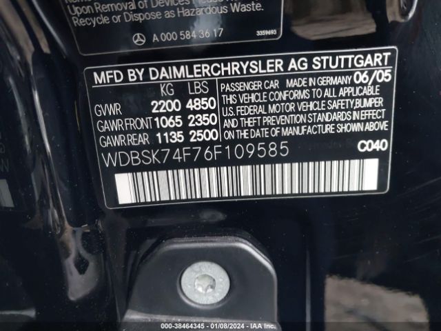 2006 MERCEDES-BENZ SL 55 AMG WDBSK74F76F109585 Photo 8
