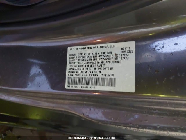 Honda Odyssey Ex-l 2017 5FNRL5H65HB009665 Image 9