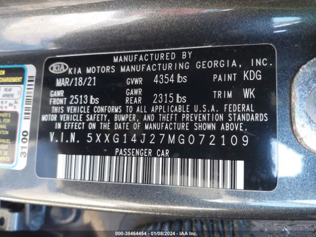 5XXG14J27MG072109 KIA K5 LXS