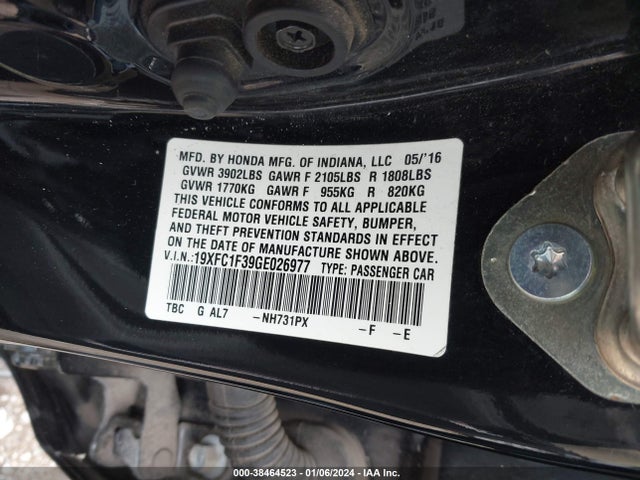 Honda Civic Ex-t 2016 19XFC1F39GE026977 Image 9