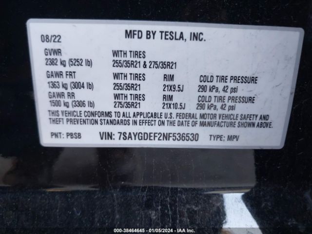 7SAYGDEF2NF536530 Tesla Model Y Performance Dual Motor All-wheel Drive