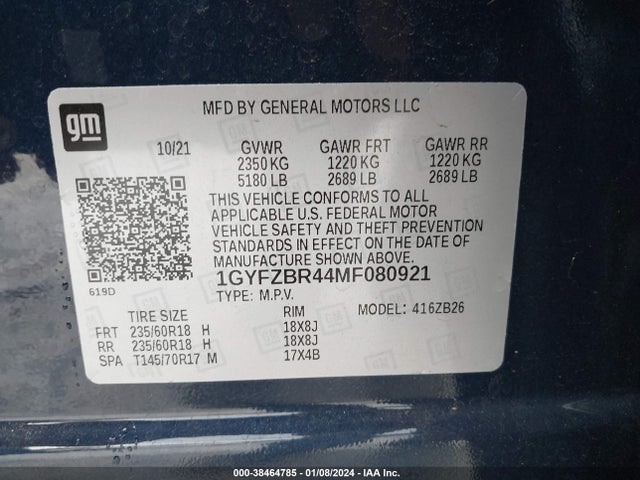 Cadillac Xt4 Awd Luxury 2021 1GYFZBR44MF080921 Image 9