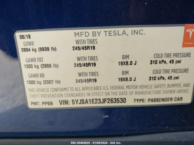 2018 TESLA MODEL S 5YJSA1E23JF263530 Photo 8