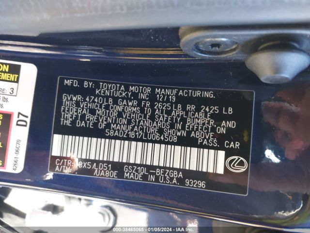 58ADZ1B17LU064508 Lexus ES 350