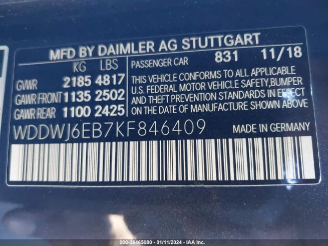 WDDWJ6EB7KF846409 Mercedes-Benz Amg C 43 4matic