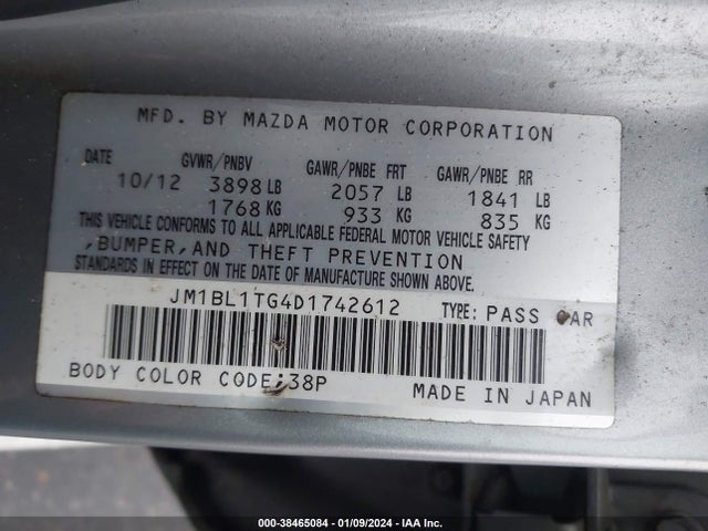 2013 MAZDA MAZDA3 I SV VIN: JM1BL1TG4D1742612
