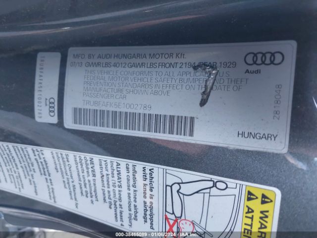 2014 AUDI TT TRUBFAFK5E1002789 Photo 8