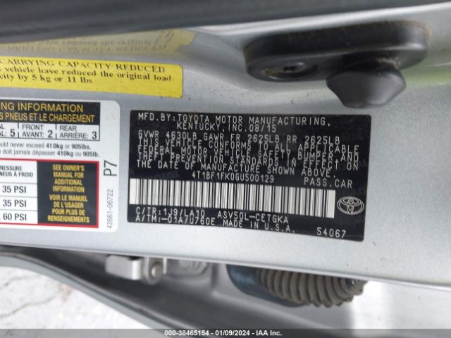 4T1BF1FK0GU500129 Toyota CAMRY XLE