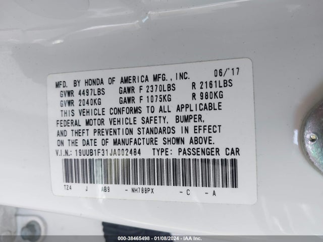Acura TLX 2018 19UUB1F31JA002484 Image 9