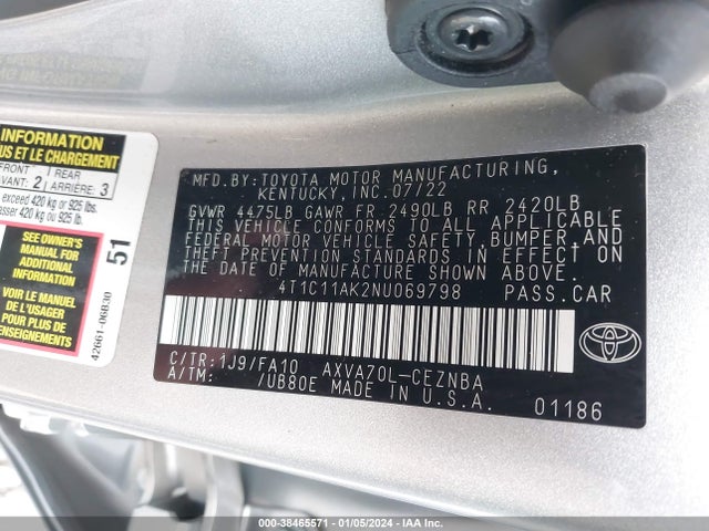 Toyota CAMRY LE 2022 4T1C11AK2NU069798 Image 9