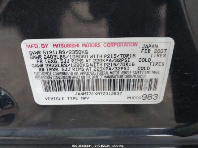 2007 MITSUBISHI OUTLANDER JA4MT31X97Z012637 Photo 8