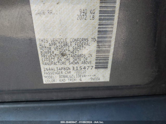 Nissan Altima 2.5 S 2016 1N4AL3AP8GN315477 Image 9