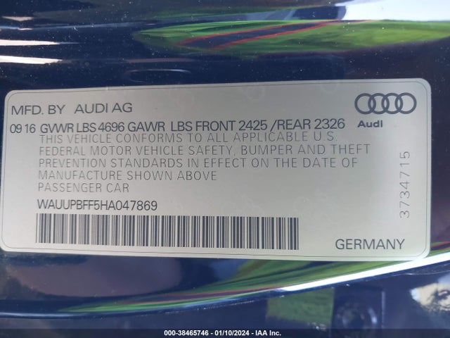 WAUUPBFF5HA047869 Audi A3 E-tron 1.4t Premium