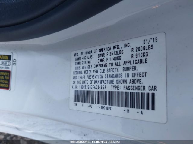 1HGCT2B87FA004957 Honda Accord Ex-l V-6