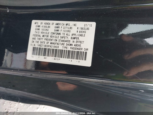 Honda Accord Lx-s 2015 1HGCT1B39FA016459 Image 9