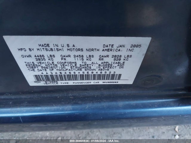 2005 MITSUBISHI GALANT 4A3AB46SX5E046523 Photo 8